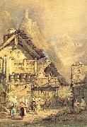 Prout, Samuel Alpine Village painting